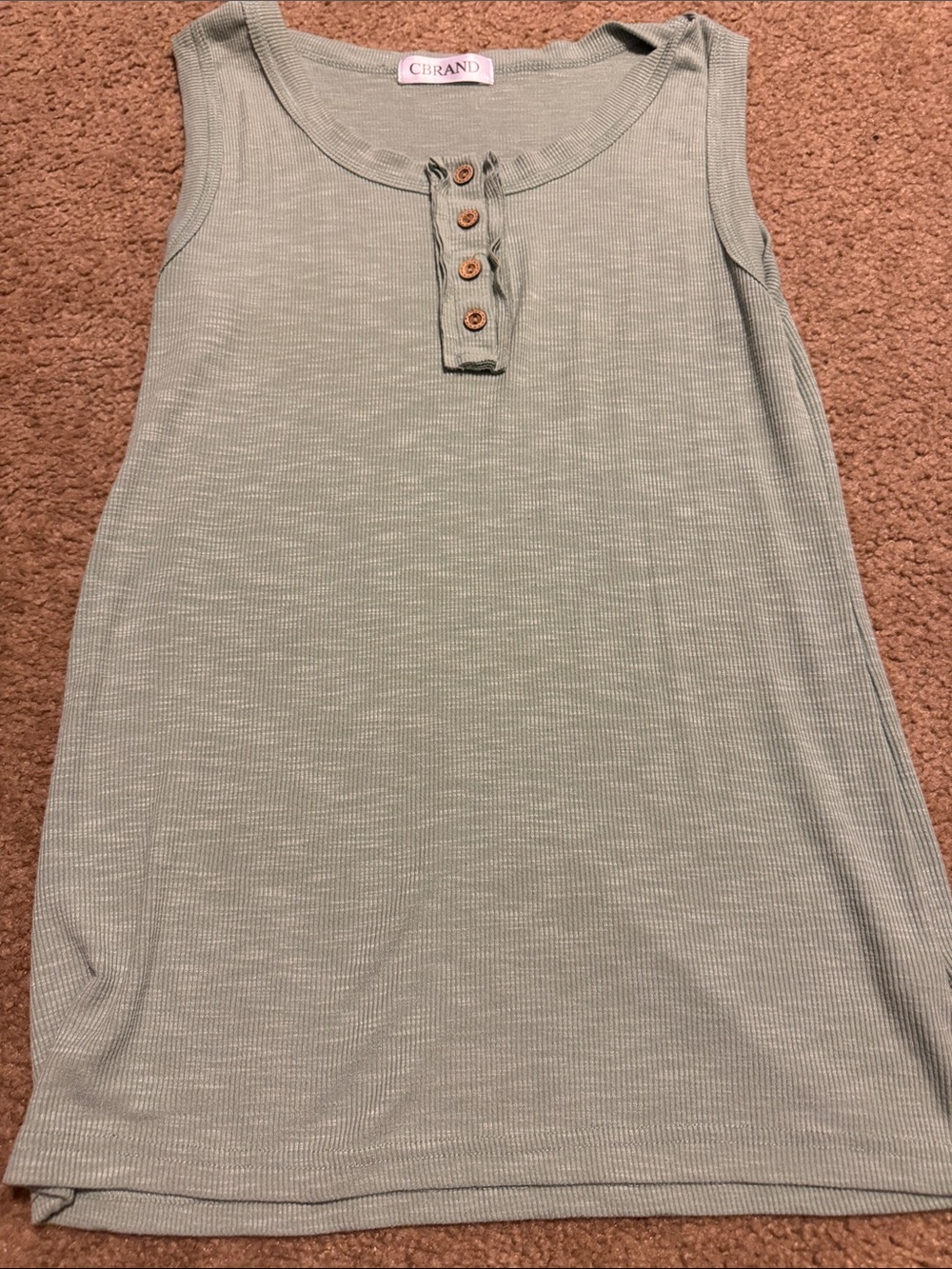C Brand Sage Ribbed Henley Tank Top